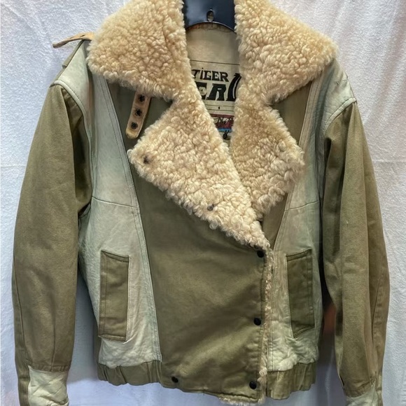 Carhartt Olive and Cream Shearling Jacket